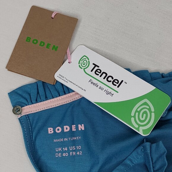 Boden Top Blouse NEW Supersoft Ruffle Cotton Tencel Feminine Comfy Work Teal 10 - Picture 11 of 16